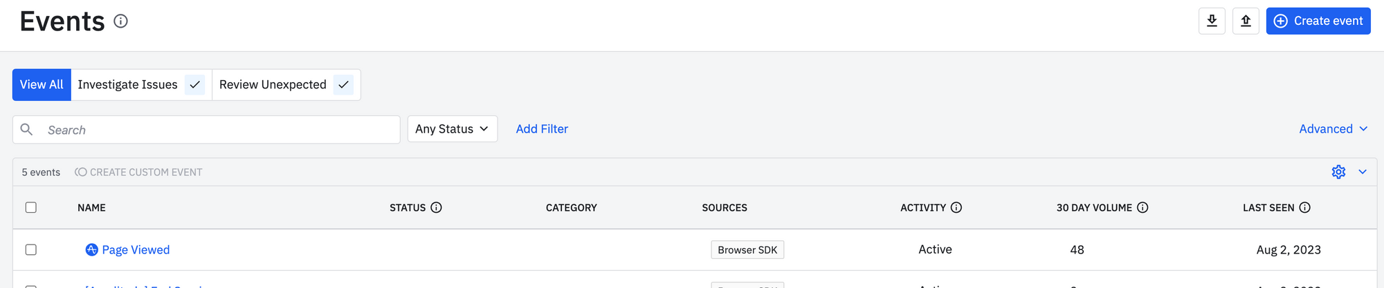 이벤트 수집 계획